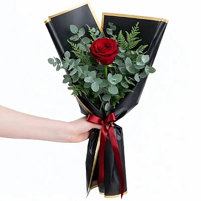 Tekli K�rm�z� G�l Buketi