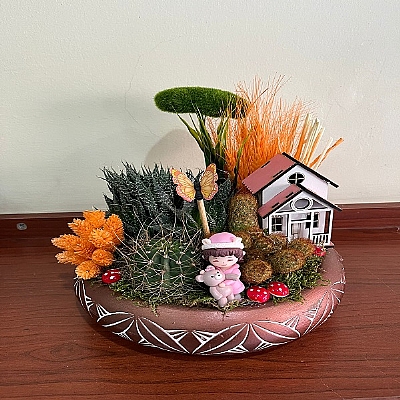 seramik vazoda kakt�s teraryum