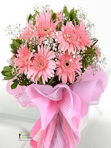 Pembe gerbera buketi
